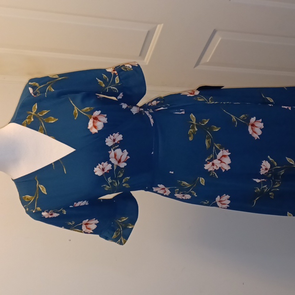 Lulu's Teal Floral Maxi Dress - Picture 2 of 8